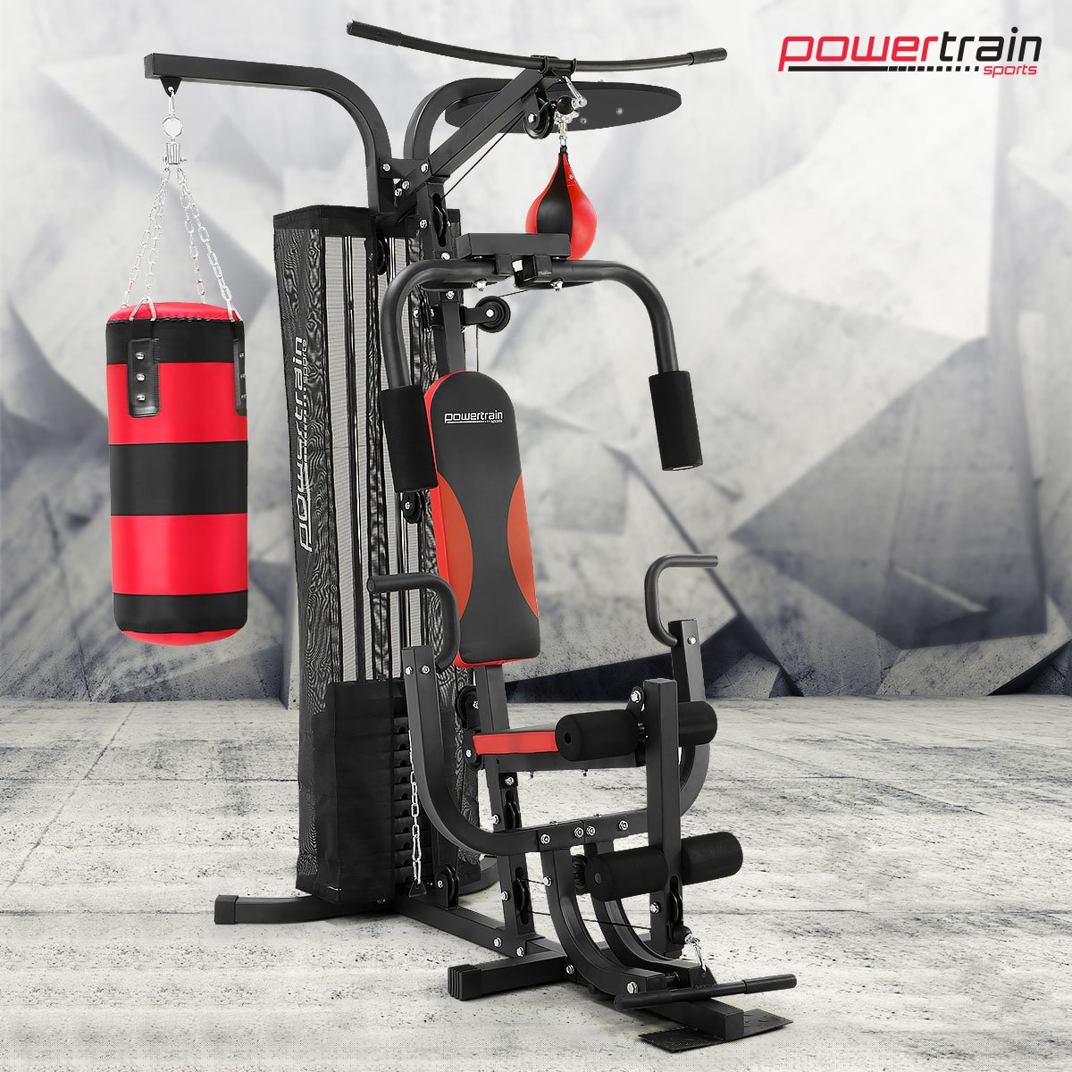 Home Gym Multi Station with Boxing Punching Bag Speed Ball Powertrain