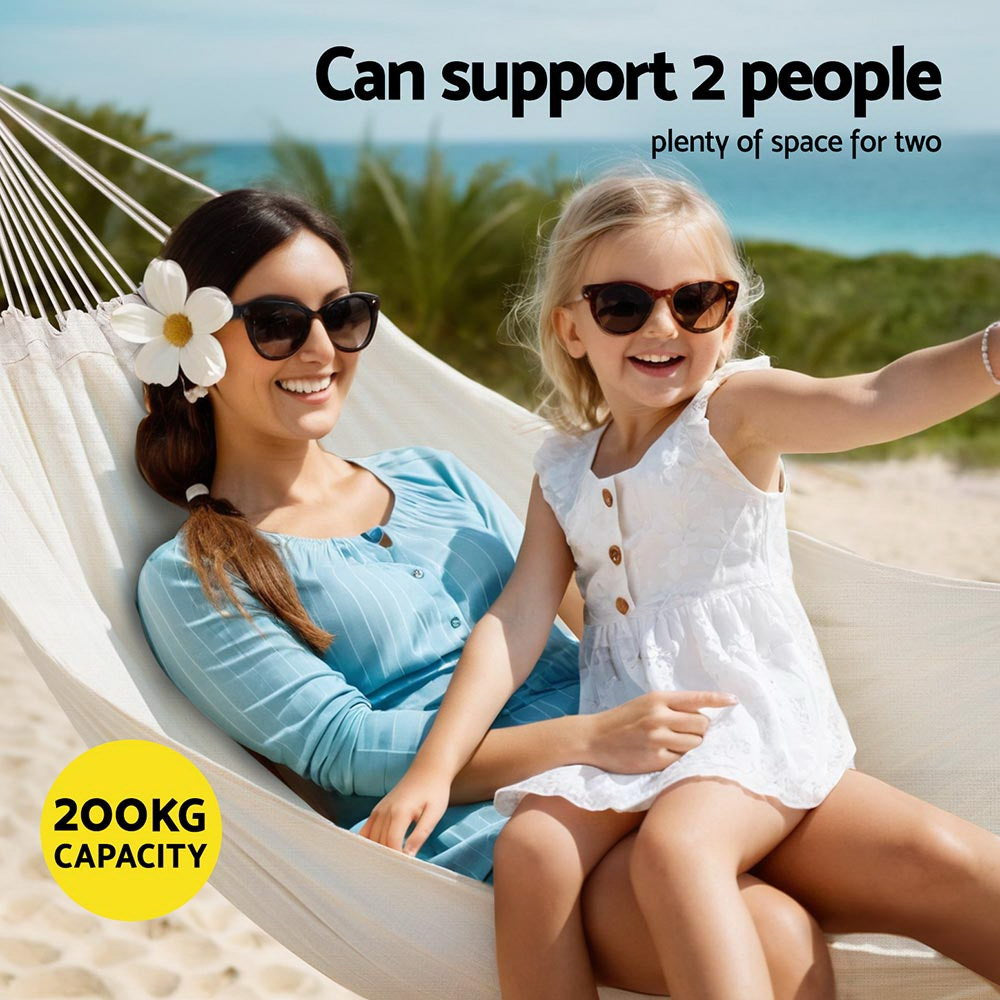 Gardeon Portable Double Hammock with Travel Bag - Cream Outdoor Relaxation Chair