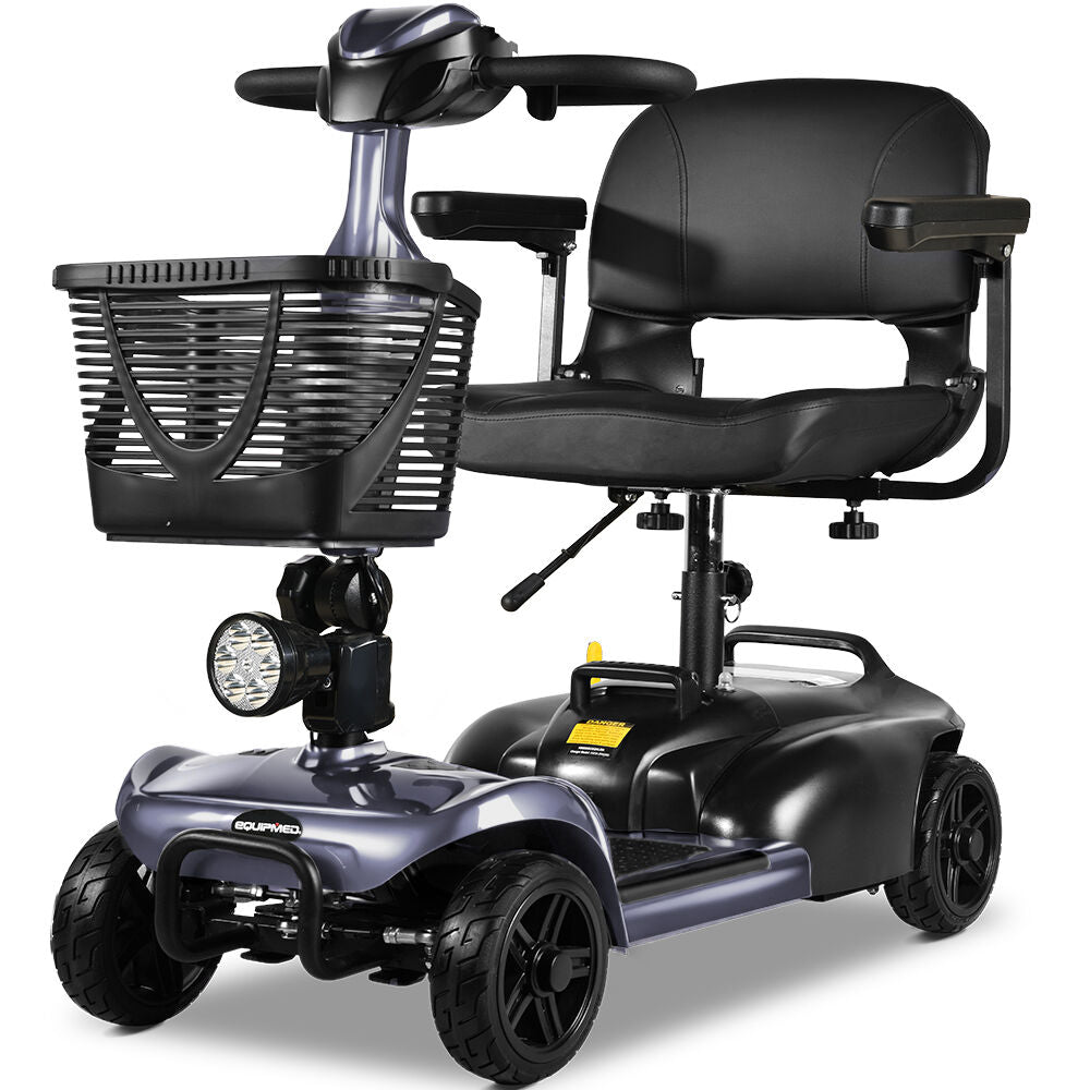 EQUIPMED FreeLite+ Mid-Sized Foldable Electric Mobility Scooter, Lithium Battery, Long Range and Easy Charging, Grey