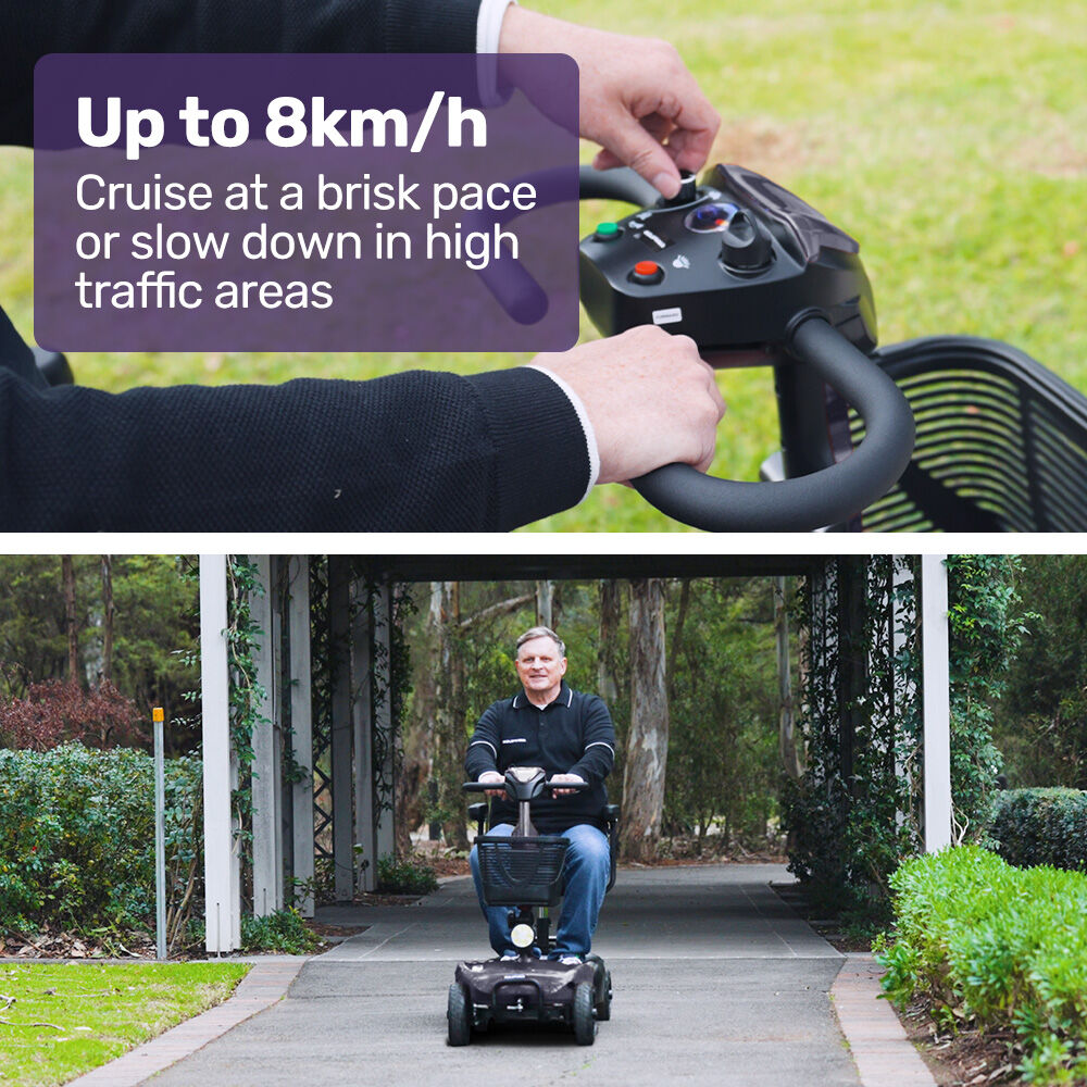 EQUIPMED FreeLite+ Mid-Sized Foldable Electric Mobility Scooter, Lithium Battery, Long Range and Easy Charging, Grey