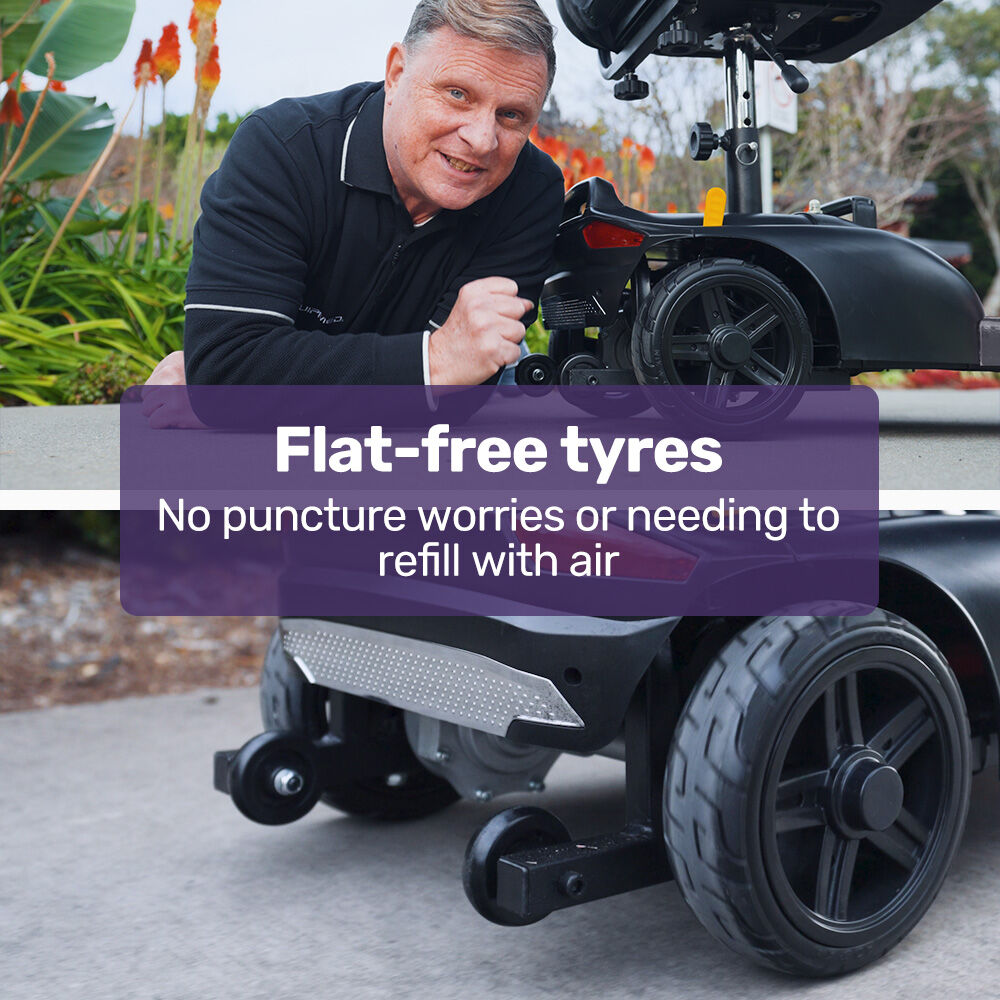 EQUIPMED FreeLite+ Mid-Sized Foldable Electric Mobility Scooter, Lithium Battery, Long Range and Easy Charging, Grey