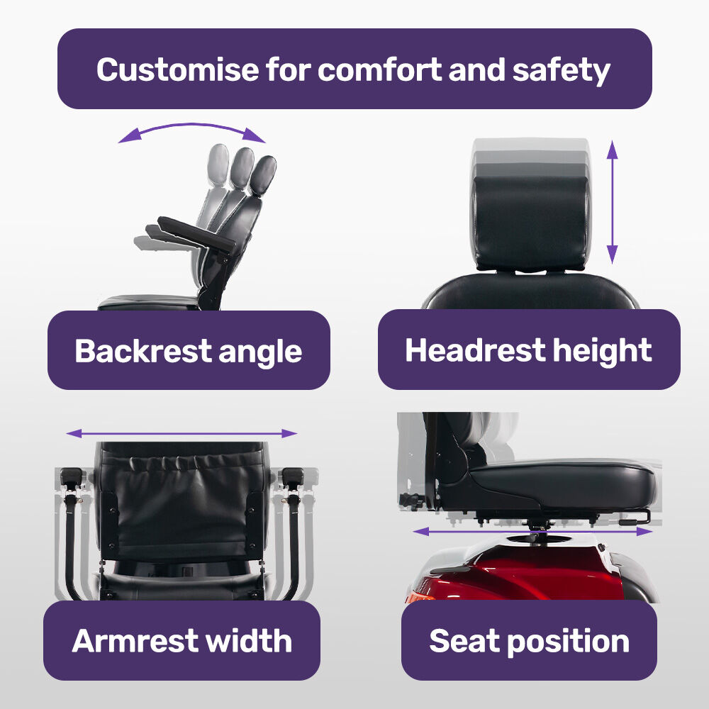 EQUIPMED LeisureCruise Extra Large-Sized, High Power, 182kg Capacity Mobility Scooter - Red