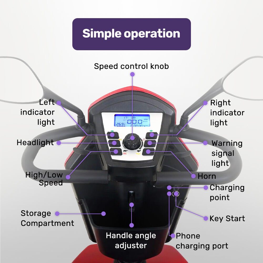 Equipmed ProRider Ultra Large-sized, High Power, Strong Climber, Varied Terrain, 200kg Capacity Mobility Scooter - Red