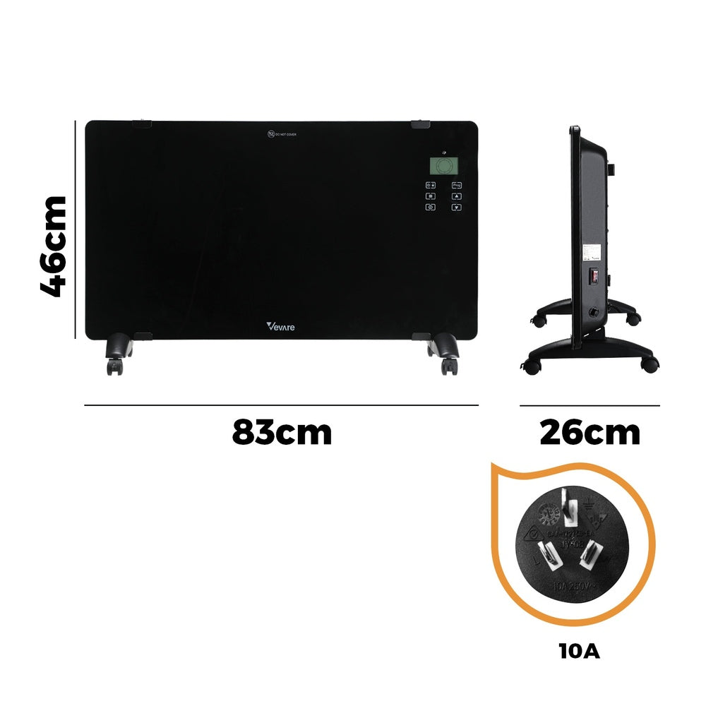Vevare Electric Glass Panel Heater 2PCS 2000W Wall Mounted