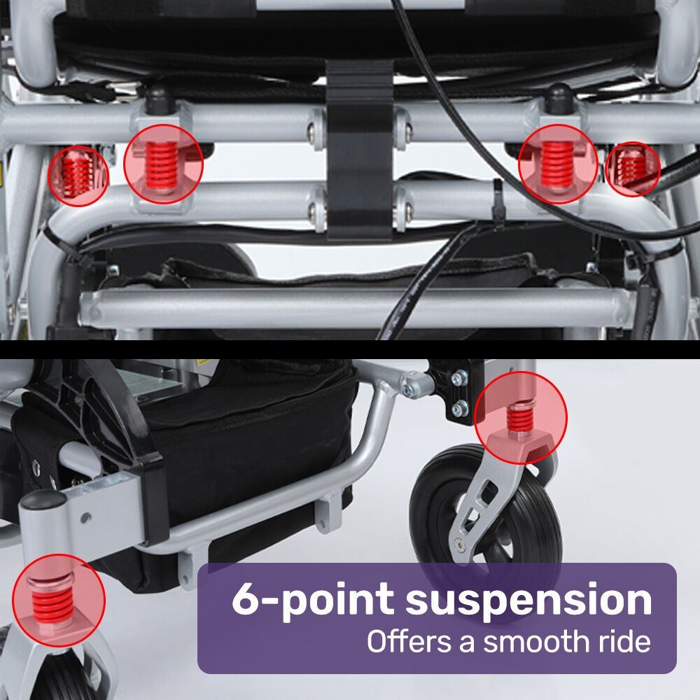 EQUIPMED Power Electric Wheelchair, Folding, Airline Approved, ARTG Certified, Recline Adjustment, Headrest, Aluminium Frame, Lithium Battery