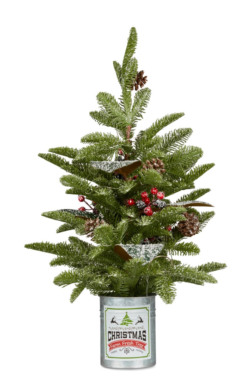 Christabelle Christmas Tree with Lights in Tin Pot - 65cm
