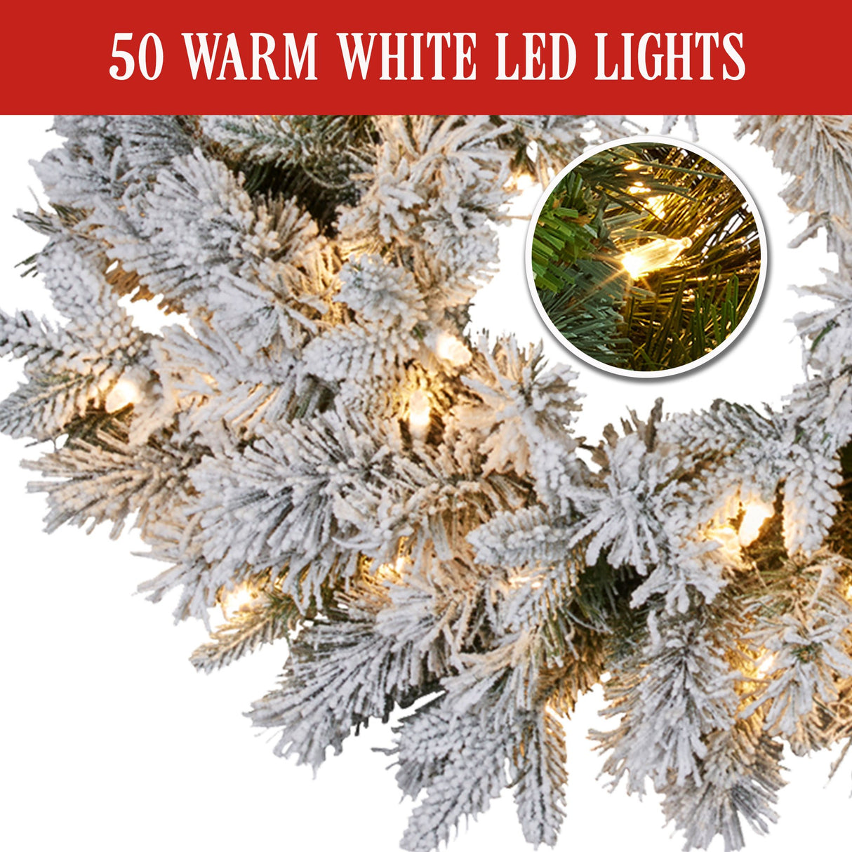 Christabelle Snowy Atica Pre-Lit Christmas Wreath - 61cm