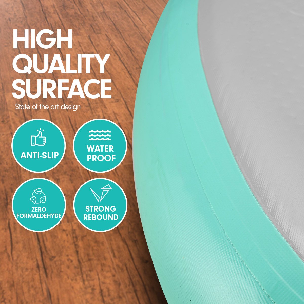 Powertrain 1m Air Track Spot Round Inflatable Tumbling Mat - Green