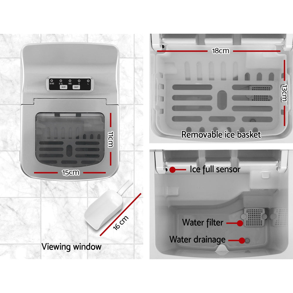 Devanti Silver Portable Ice Maker Machine