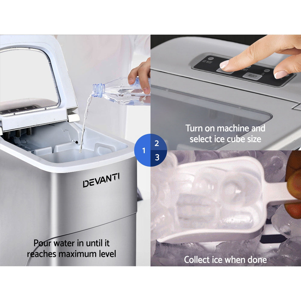 Devanti Silver Portable Ice Maker Machine