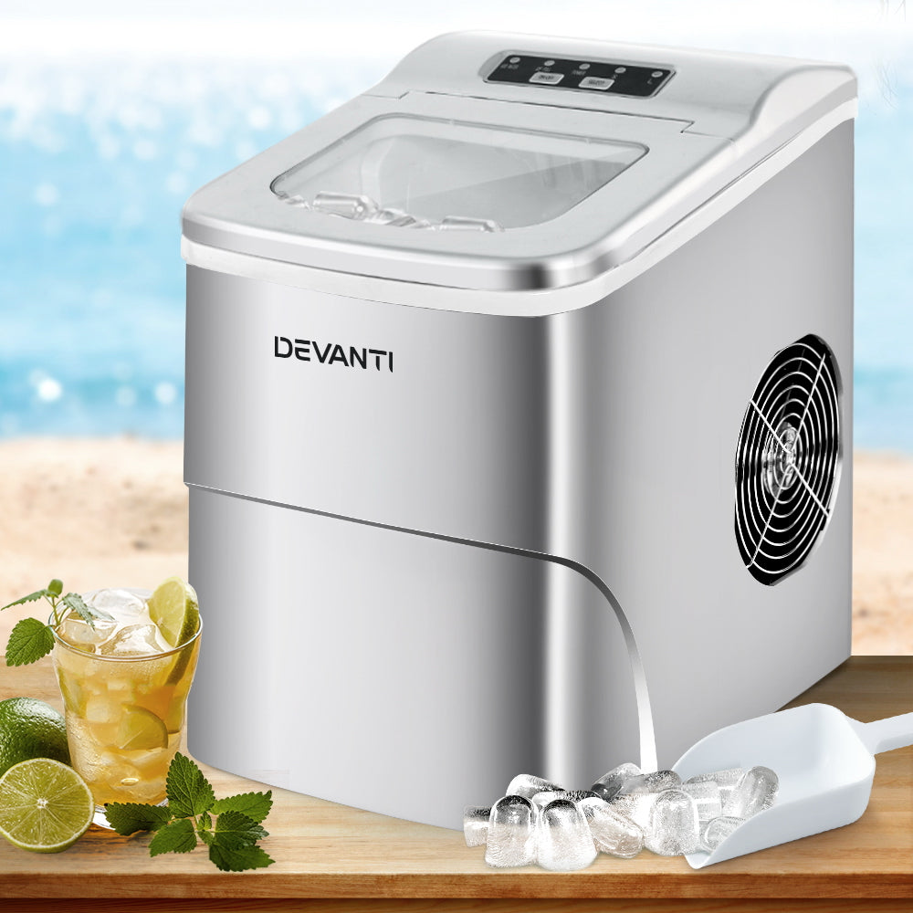 Devanti Silver Portable Ice Maker Machine