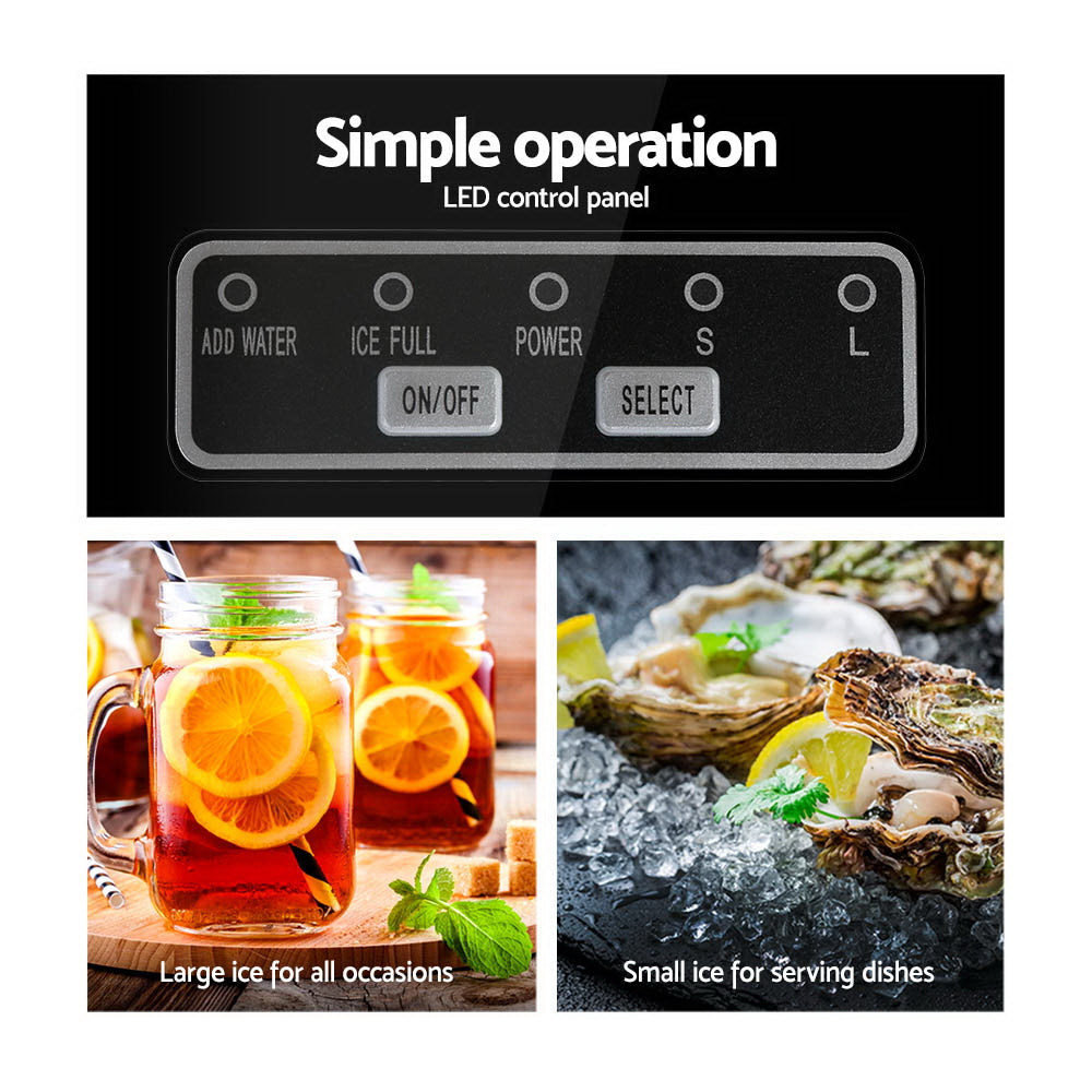 Devanti 2.4L Stainless Steel Countertop Ice Cube Machine