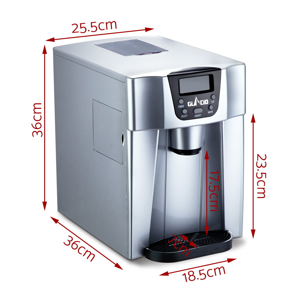Devanti 2-in-1 Compact Ice Maker and Water Dispenser - Silver
