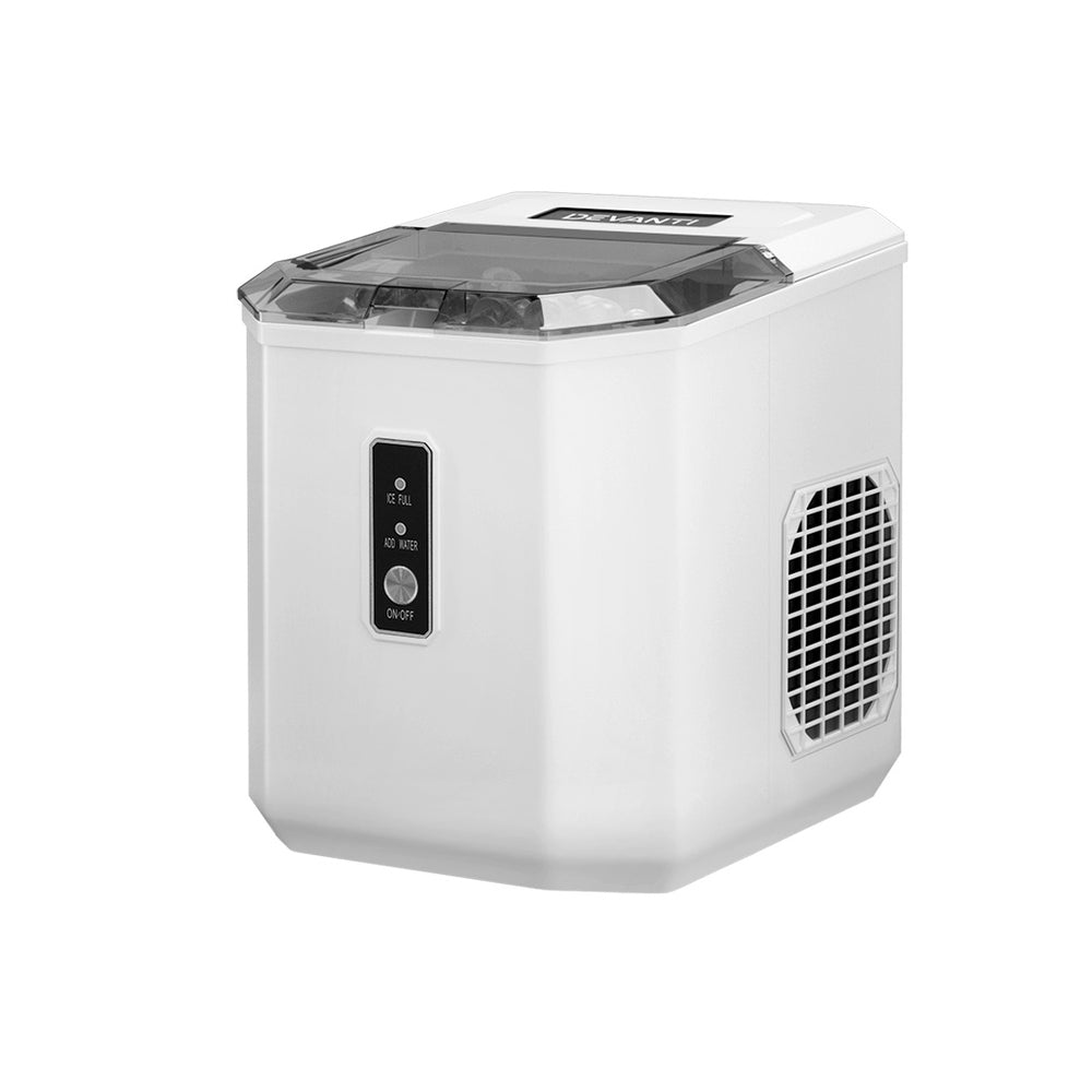 Devanti Portable Ice Maker - Black 12kg Daily Capacity with 2L Ice Cube Tray for Home Bar