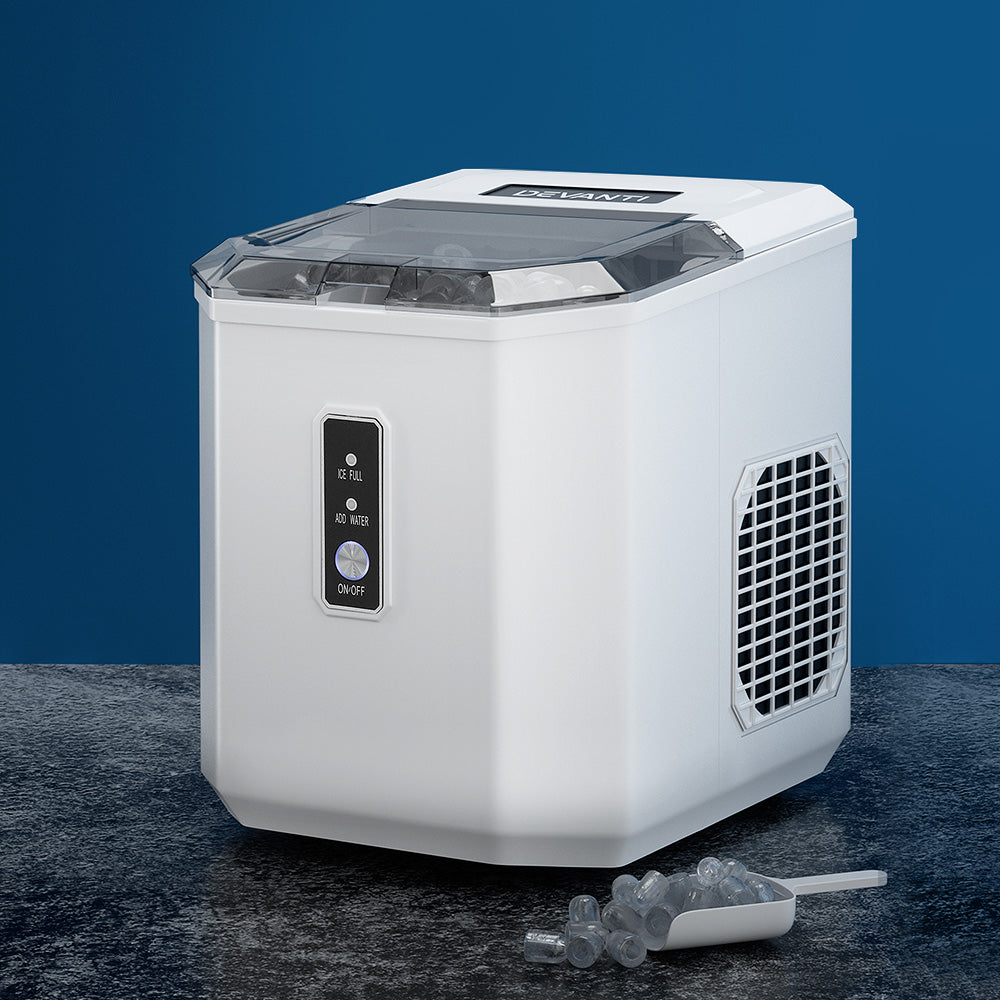 Devanti Portable Ice Maker - Black 12kg Daily Capacity with 2L Ice Cube Tray for Home Bar