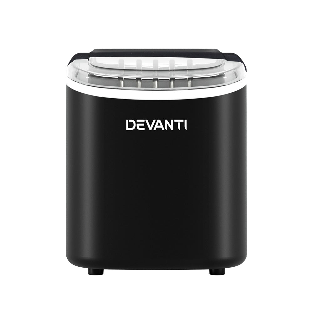 Devanti Compact Countertop Ice Maker - 12kg Daily Production, Black