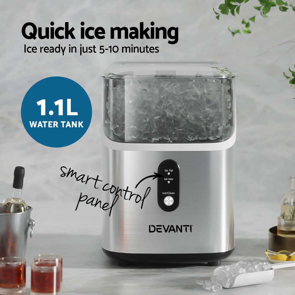 Devanti 15kg Nugget Ice Maker Machine - Quick & Compact Ice Production
