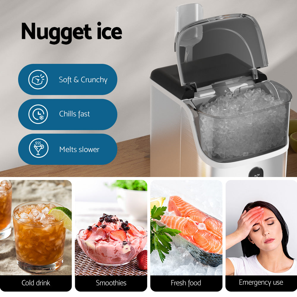 Devanti 15kg Nugget Ice Maker Machine - Quick & Compact Ice Production