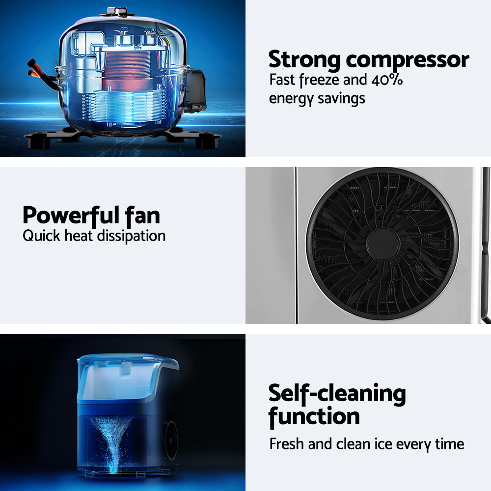 Devanti 15kg Nugget Ice Maker Machine - Quick & Compact Ice Production