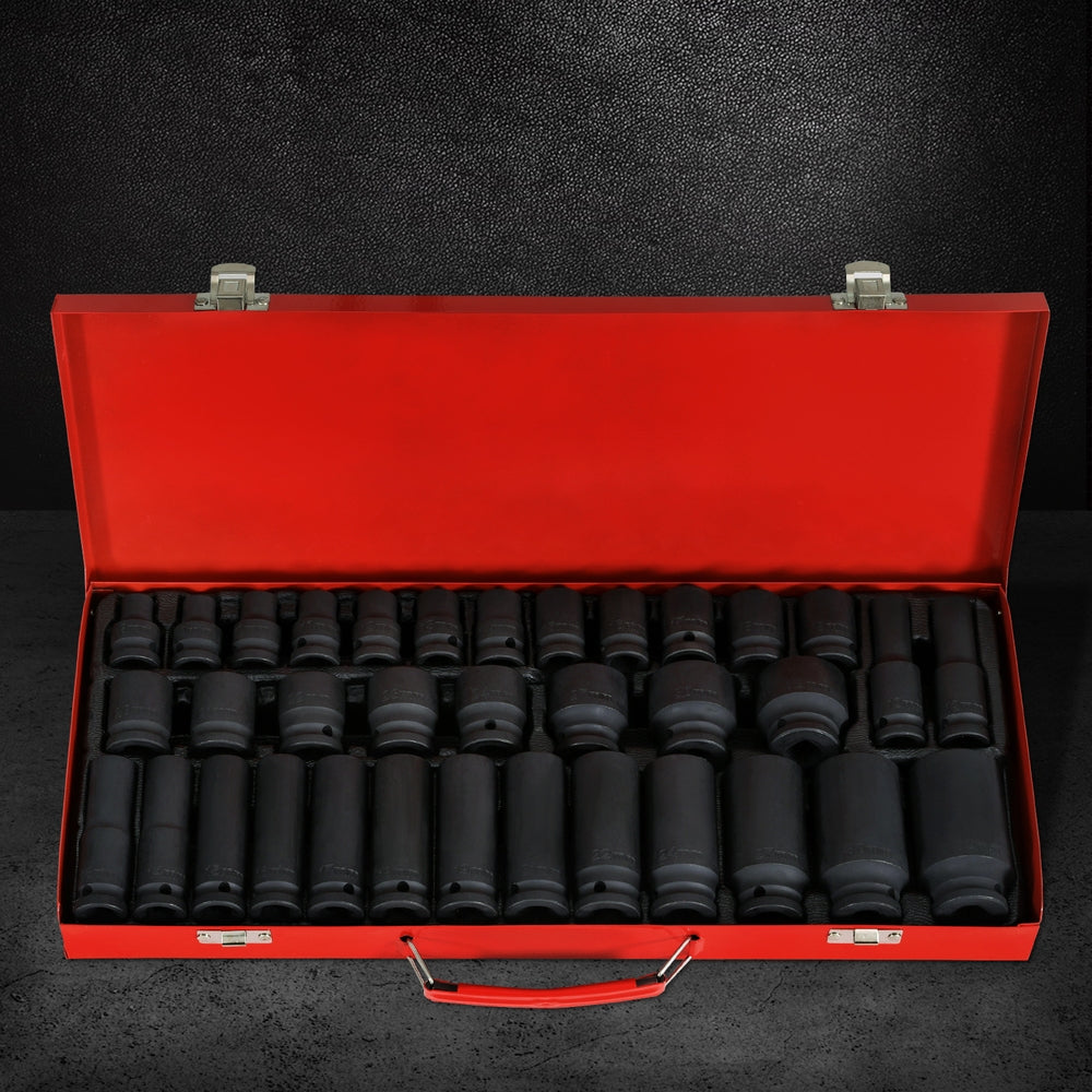 Giantz 35pcs 1/2 Drive Impact Socket Set Metric 8-32mm with Case