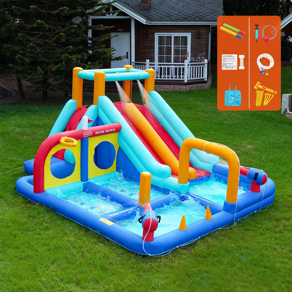 Doctor Dolphin 10-IN-1 Inflatable Water Park Dual Slides