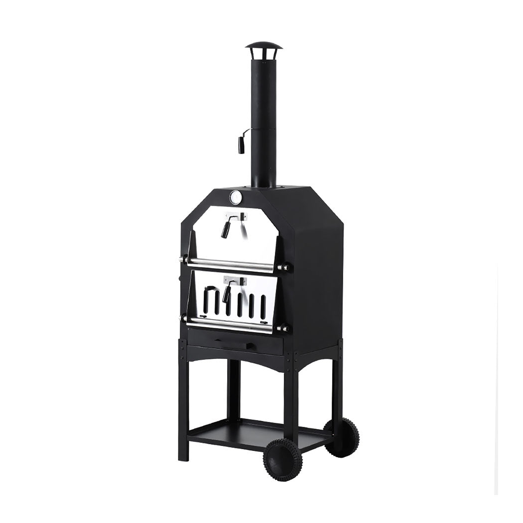 3in1 Pizza Oven Charcoal BBQ Grill Steel-2018816897616842753