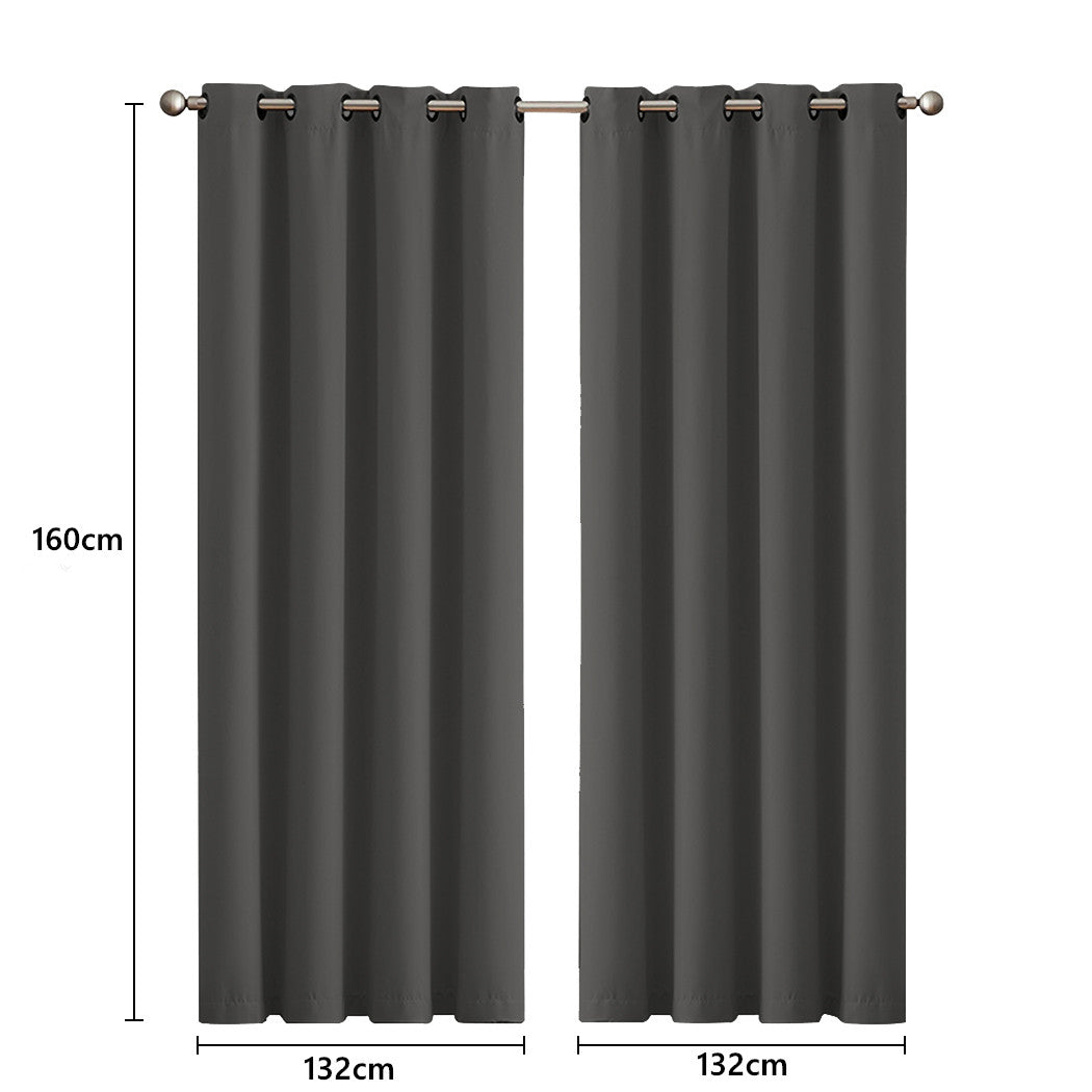 2x Blockout Curtains Panels 3 Layers Charcoal-2018816655307706370