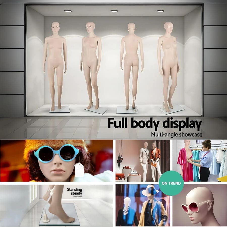 175cm Tall Full Body Female Mannequin - Skin Coloured