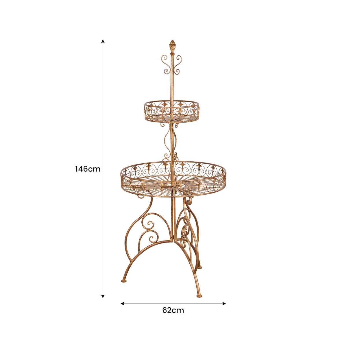 Christabelle Antique Gold 2-Tier Metal Display Stand
