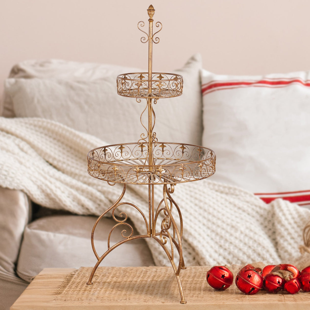 Christabelle Antique Gold 2-Tier Metal Display Stand