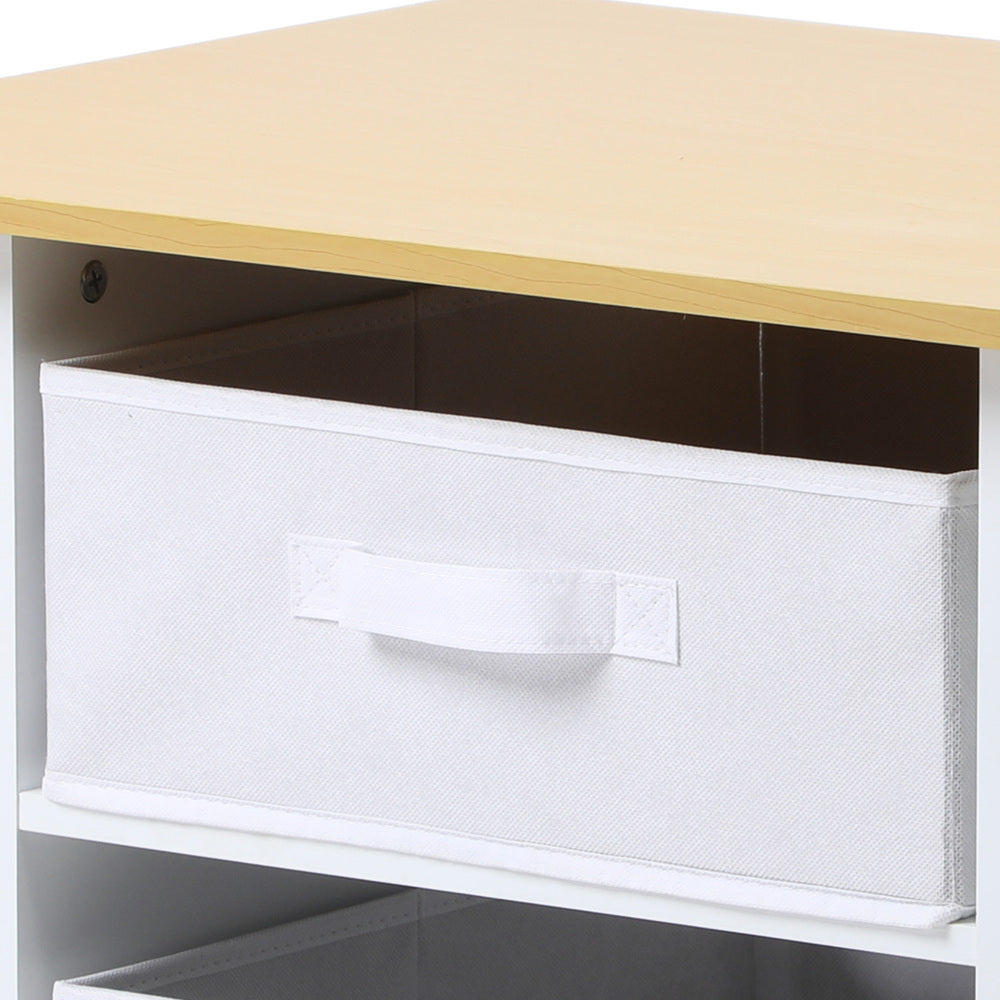 Oikiture Kids Table and Chair Set with Storage Bins Wooden & White