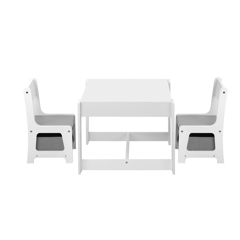 Oikiture Kids Table and Chairs Set with Toys Storage Box Grey
