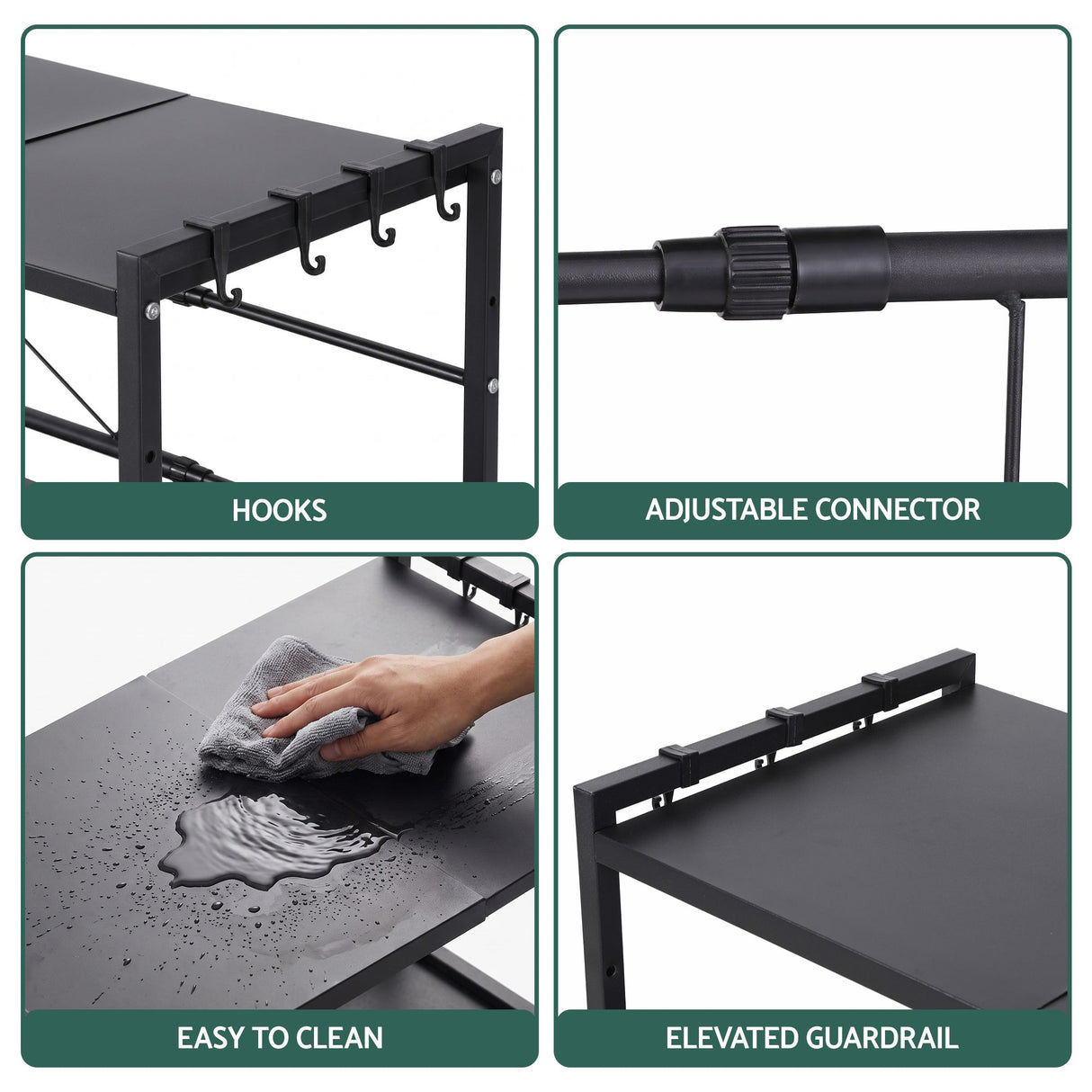 Artiss Kitchen Bakers Rack 40-60CMX78CM Metal Microwave Stand Black