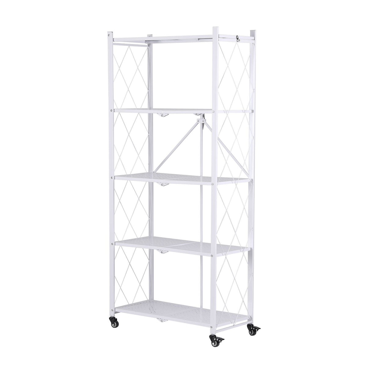 Artiss 5-Tier Foldable Kitchen Bakers Rack 71x160cm Microwave Stand White