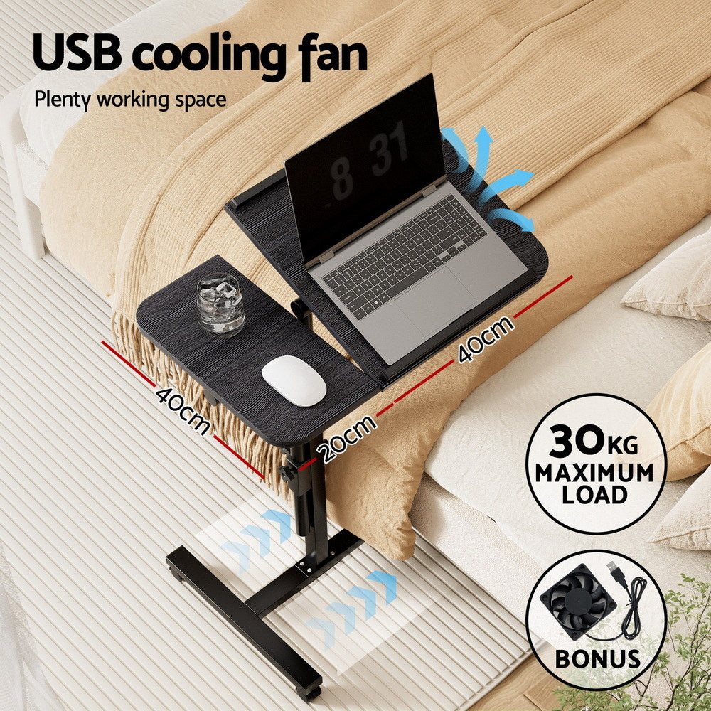 Artiss Laptop Desk Table Fan Cooling Black 60CM