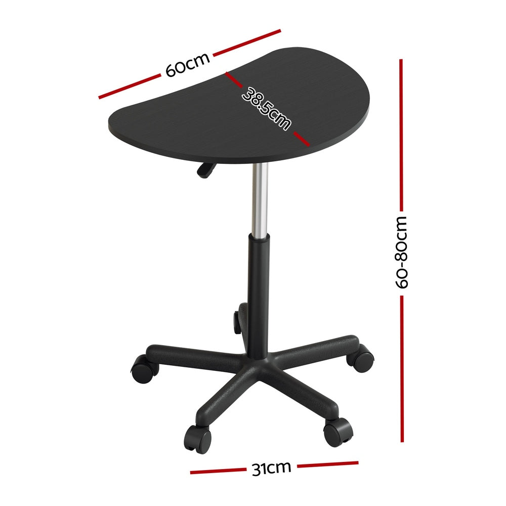 Artiss Mobile Height-Adjustable Laptop Desk with Caster Wheels - 60CM Black