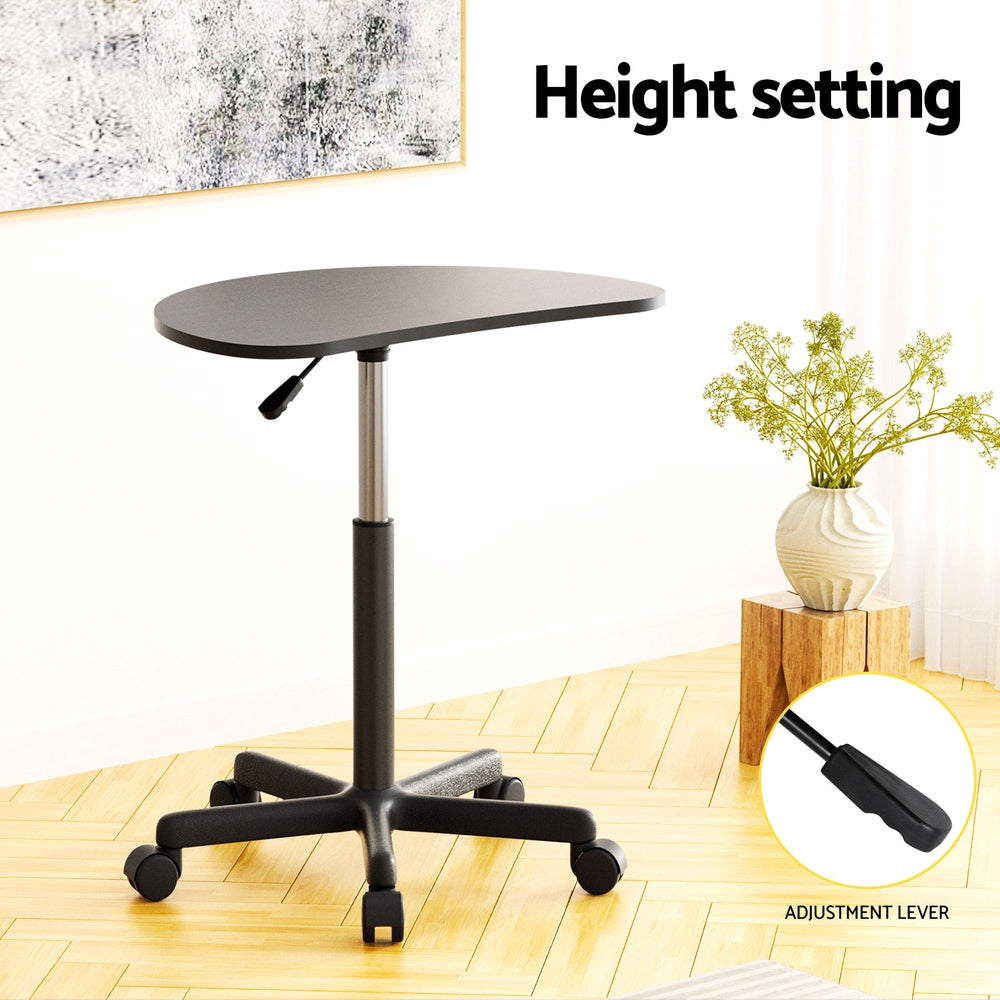 Artiss Mobile Height-Adjustable Laptop Desk with Caster Wheels - 60CM Black