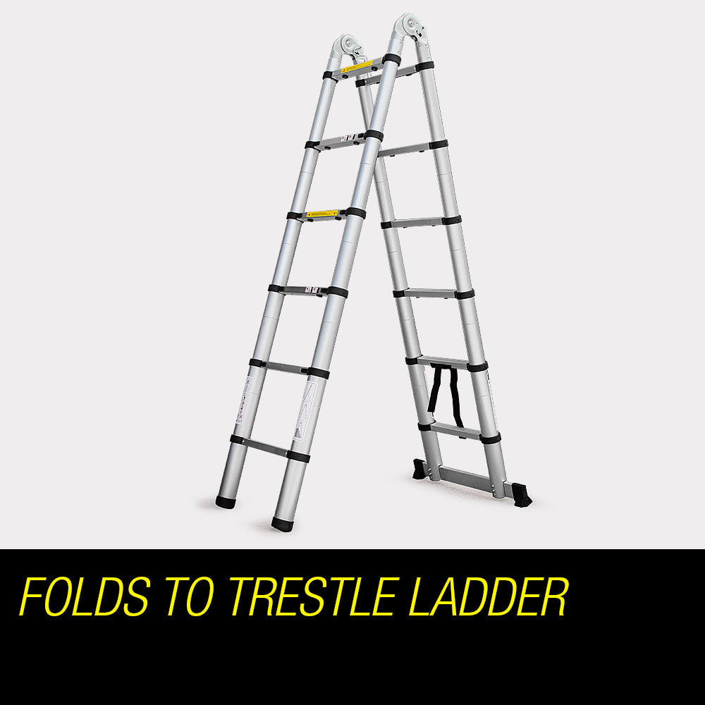 3.8m Multipurpose Telescopic Folding Ladder Aluminium Alloy Extension Steps AU