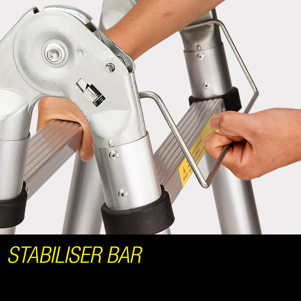 3.8m Multipurpose Telescopic Folding Ladder Aluminium Alloy Extension Steps AU