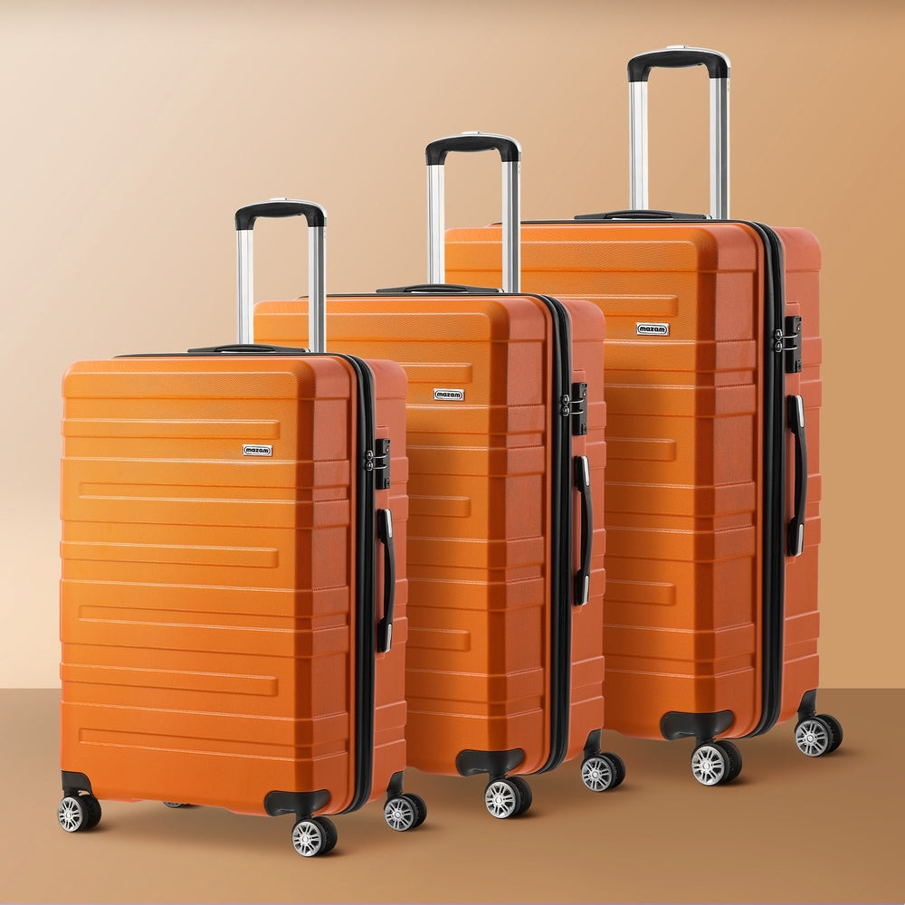 Mazam 3PCS Luggage Suitcase Trolley Set TSA Lock Hard Case Orange