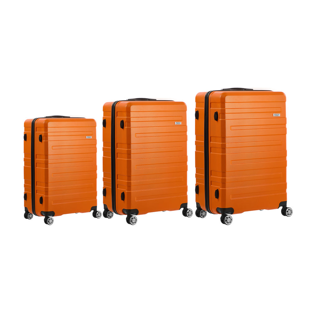 Mazam 3PCS Luggage Suitcase Trolley Set TSA Lock Hard Case Orange