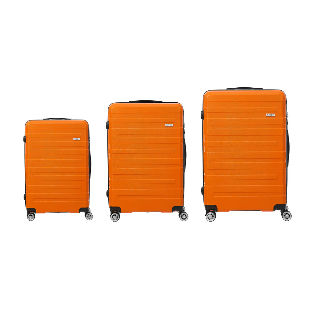 Mazam 3PCS Luggage Suitcase Trolley Set TSA Lock Hard Case Orange