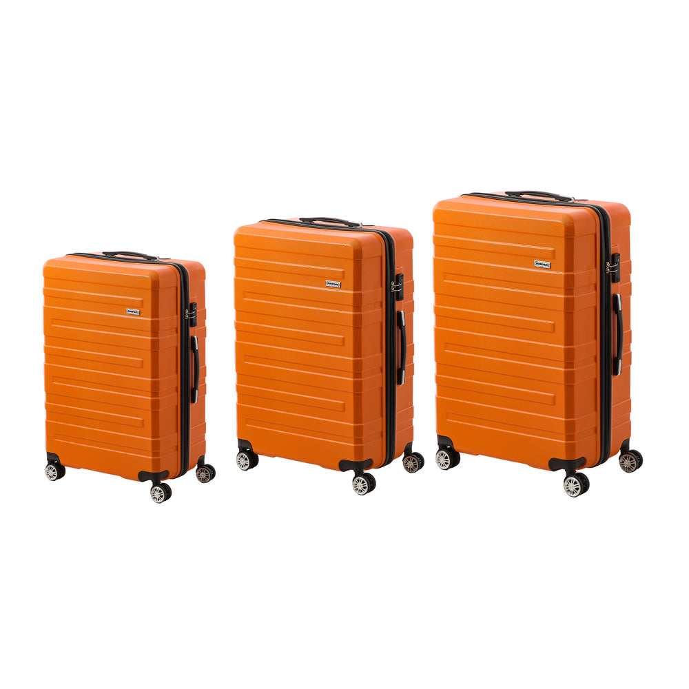 Mazam 3PCS Luggage Suitcase Trolley Set TSA Lock Hard Case Orange