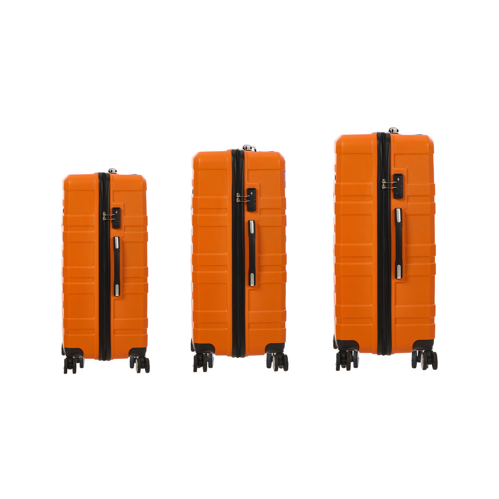Mazam 3PCS Luggage Suitcase Trolley Set TSA Lock Hard Case Orange