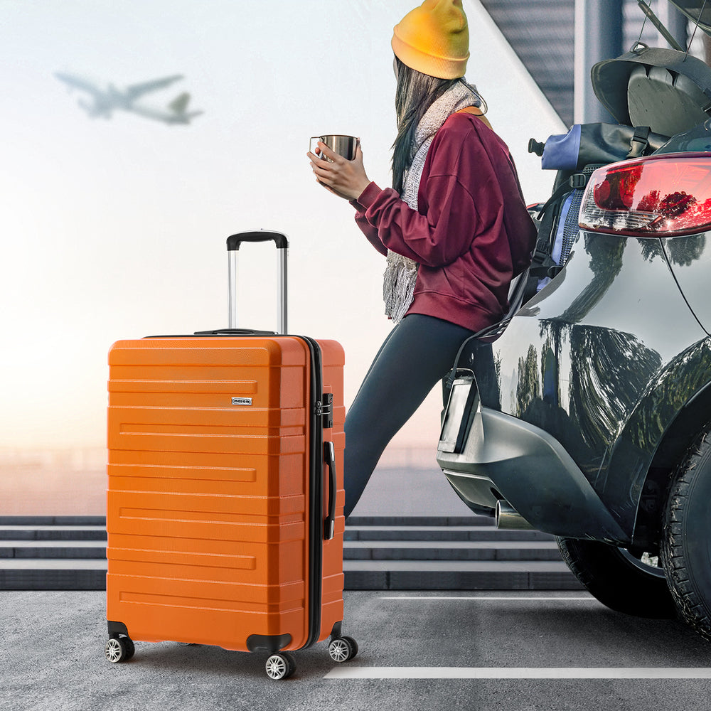Mazam 3PCS Luggage Suitcase Trolley Set TSA Lock Hard Case Orange