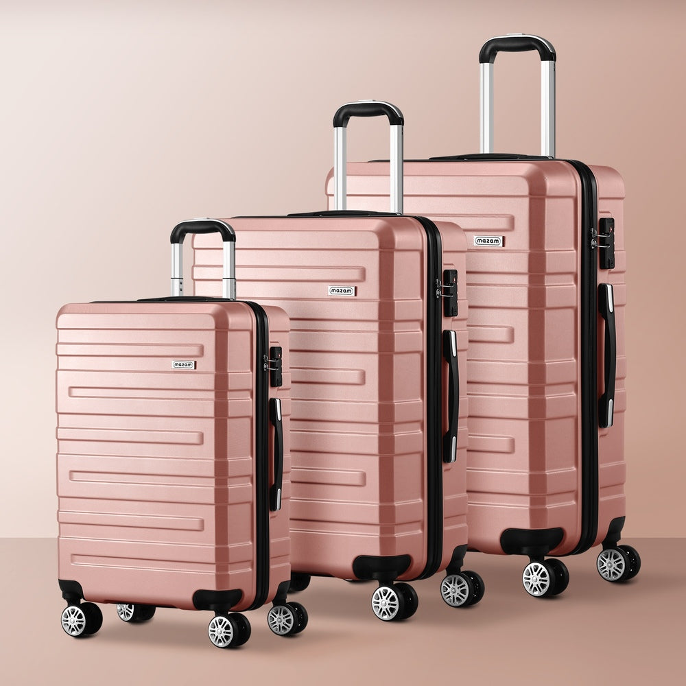 Mazam 3PCS Luggage Suitcase Trolley Set Travel TSA Lock Pink