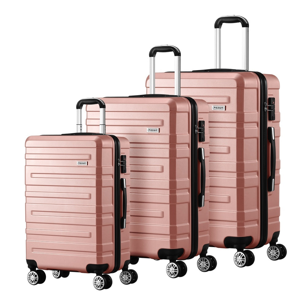 Mazam 3PCS Luggage Suitcase Trolley Set Travel TSA Lock Pink