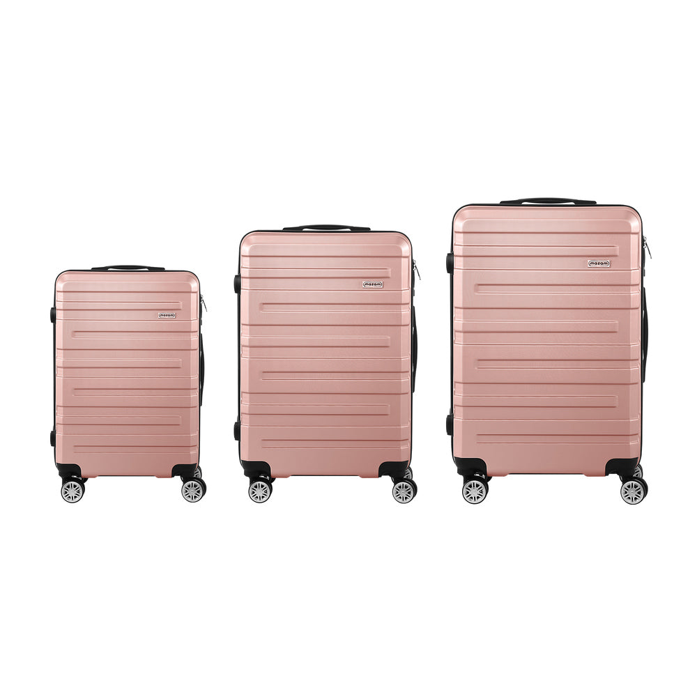 Mazam 3PCS Luggage Suitcase Trolley Set Travel TSA Lock Pink