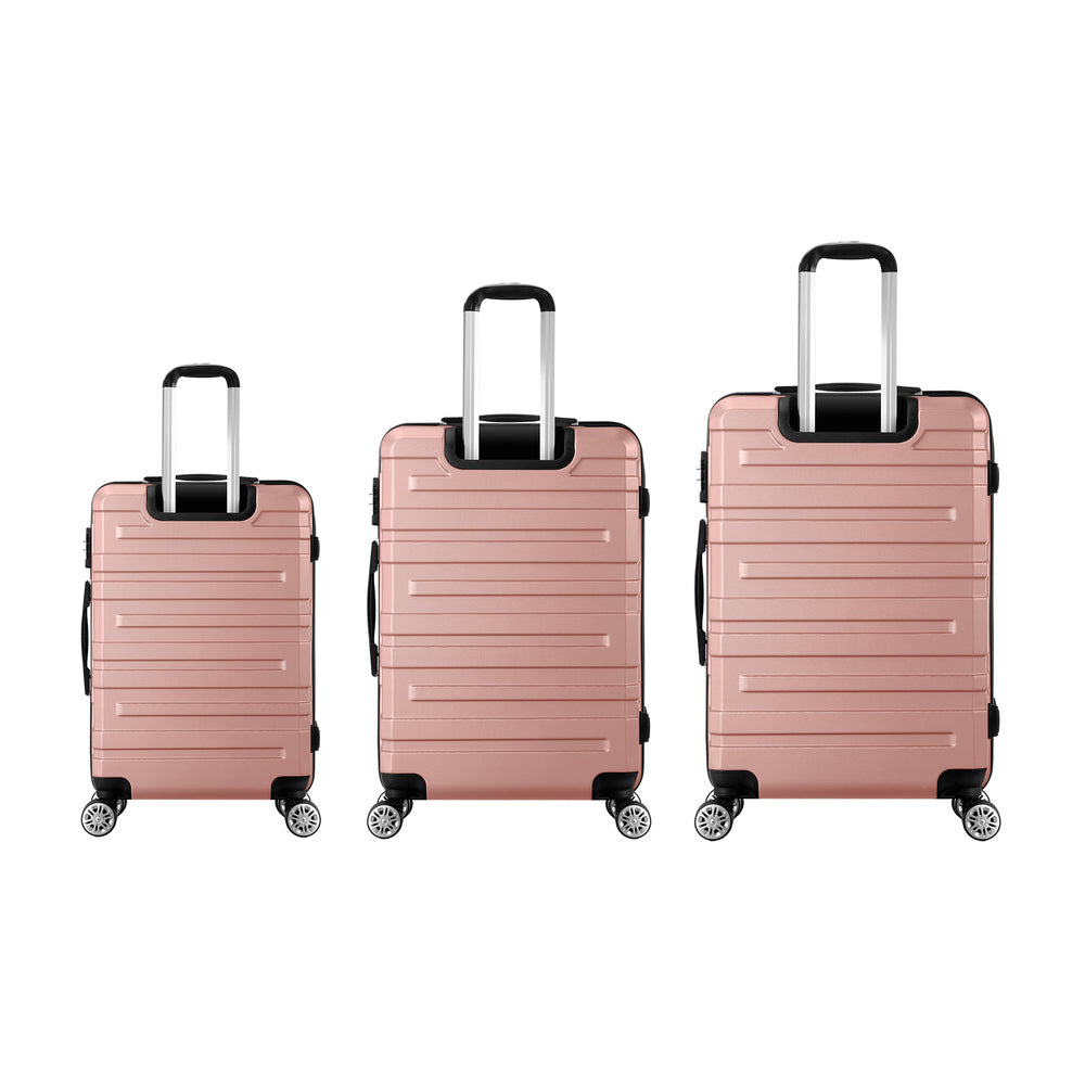 Mazam 3PCS Luggage Suitcase Trolley Set Travel TSA Lock Pink