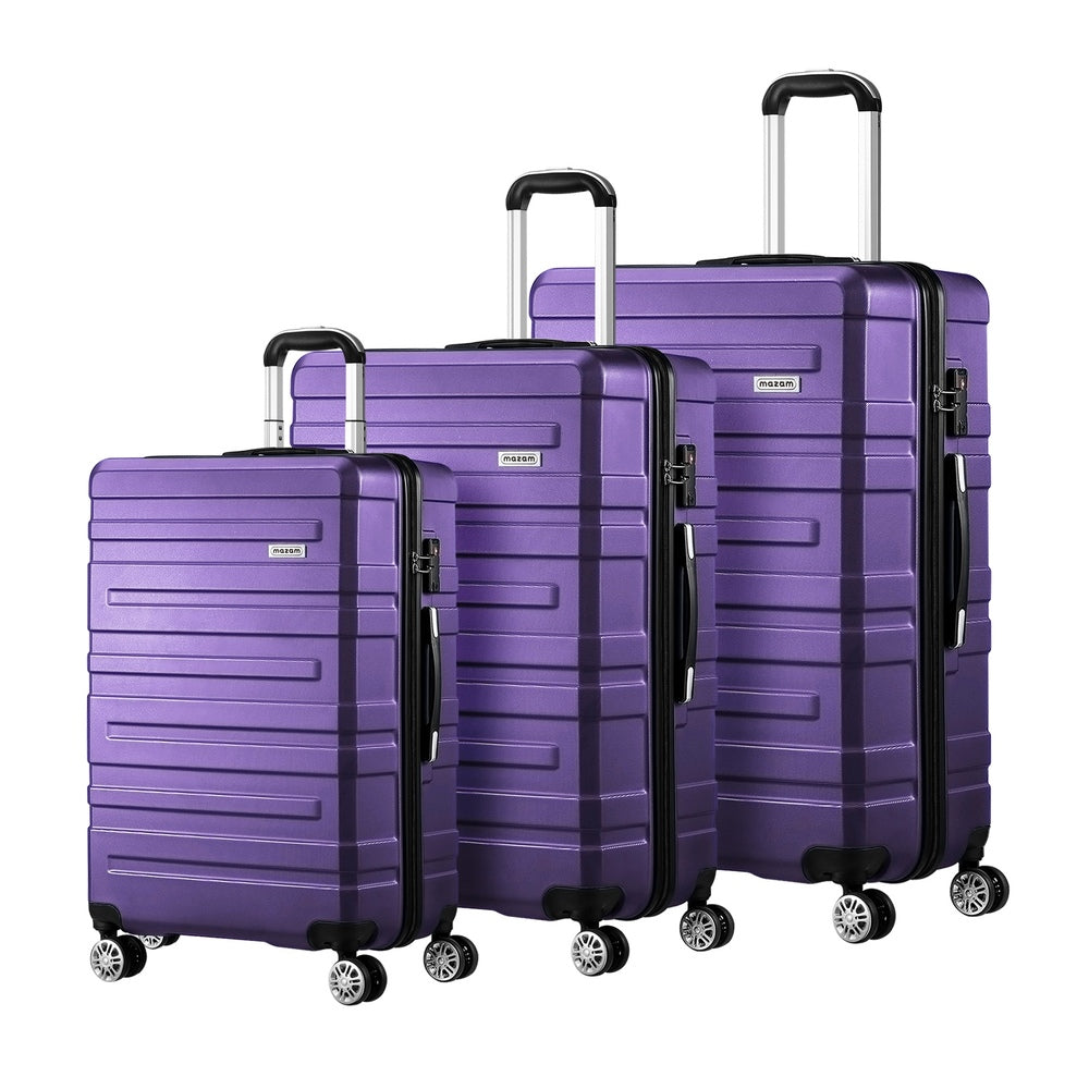 Mazam 3PCS Luggage Suitcase Trolley Set Travel TSA Lock Purple